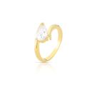 Anel com Pedra Gota 3 Garras Banhado a Ouro Anel com Pedra Gota 3 Garras Banhado a Ouro