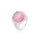 Anel com pedra redonda light pink fusion banhado a ródio - zircônia - 1,7 cm
