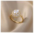 Anel com pedras feminino ajustável - banhado a ouro 18k