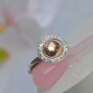 Anel Composição Cravejado com Rosé Gold Circulo G - Prata
