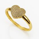 Anel Coração em Ouro 18k de 8,5 mm com Zircônias Cravejadas