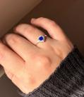Anel coração volta cravejado prata 925 azul tam 21 Anel coração volta cravejado prata 925 azul tam 21