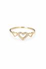 Anel Corações com Zircônias Ouro 18k - 0.91 Cor:AmareloTamanho:20