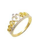 Anel Coroa Cravejado De Zirconias Banho De Ouro 18k 3528