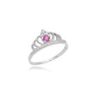 Anel Coroa Princesa Infantil Prata 925 Kl Zircônia Rubi Rosé Anel Coroa Princesa Infantil Prata 925 Kl Zircônia Rubi Rosé