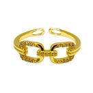 Anel Corrente Dourado Ajustável Luxo Elegante