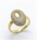 Anel Cravejado Pavé Zirconias Champagne Banho Ouro 18k 1858