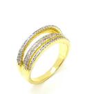 Anel Cravejado Zirconias 5 Faixas Banho Ouro 18k 4060