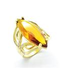 Anel Cristal Citrino Madeira E Microzirconias Banho Ouro 18k 2386 Anel Cristal Citrino Madeira E Microzirconias Banho Ouro 18k 2386