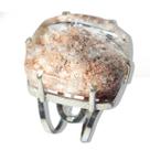 Anel Cristal com Lodolita Natural Aro Ajustável Prata 950