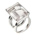 Anel Cristal Retangular Facetado Prata 950 Ajustável 109745