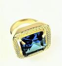 Anel Cristal Topázio Azul Com Moldura Banho Ouro 18k 1429 Anel Cristal Topázio Azul Com Moldura Banho Ouro 18k 1429