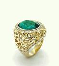 Anel Cristal Turmalina Arabesco Zirconias Banho Ouro 18k 4174