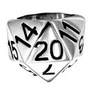 Anel dado d20 rpg de mesa papel aço inoxidável fanssteel fsr12w13