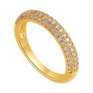Anel De Casamento Feminino Em Aço Inoxidável Com Revestimento Em Ouro 18K E Zircônia Cúbica, Joia Anel De Casamento Feminino Em Aço Inoxidável Com Revestimento Em Ouro 18K E Zircônia Cúbica, Joia