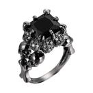Anel De Caveira Banhado a Ouro Preto Para Homens E Mulheres - Anel De Halloween, Casamento, Noivado,