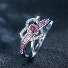 Anel de Coração com Zircônia Rosa - Prata - Presente para Casamento e Noivado Anel de Coração com Zircônia Rosa - Prata - Presente para Casamento e Noivado