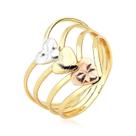 Anel de Corações Três Cores Folheado a Ouro 18k