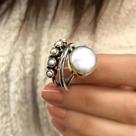 Anel de Dedo com Pérola Falsa - Estilo Boho Vintage Feminino