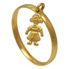 Anel de Filhos com Pingente de Menina Folheado em Ouro 18K Softjoias Anel de Filhos com Pingente de Menina Folheado em Ouro 18K Softjoias