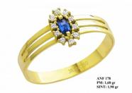 Anel de Formatura em Ouro 18k Trio Pedra Oval Central Turmalina e Brilhantes em Zircônia