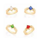 Anel de formatura feminino banhado ouro 3x 24k 18k e 22k rommanel zircônias quadrada 512152