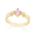 Anel de formatura feminino banhado ouro 3x 24k 18k e 22k rommanel zircônias rosa 512403