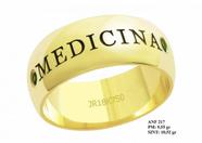 Anel de Formatura para Medicina em Ouro 18k Abaulado Pequenas Pedras Esmeralda