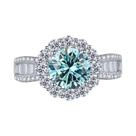 Anel de Moissanita Rosa e Azul de 2 Quilates - Anel de Noivado e Casamento em Prata Esterlina 925