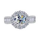 Anel de Moissanita Rosa e Azul de 2 Quilates - Anel de Noivado e Casamento em Prata Esterlina 925