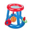 Anel de Natação Inflável com Cesta de Basquete - Brinquedo Aquático para Piscina e Praia