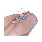 Anel De Noivado Clássico Feminino Com 4 Garras E Zircônia Redonda, 3 Cores Disponíveis, Joias De
