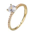 Anel de Noivado Clássico Feminino com 4 Garras e Zircônia Redonda (3 Cores)