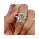 Anel De Noivado E Casamento Feminino De Luxo Com Zircônia Cúbica Retangular Simples E Elegante Joia