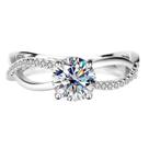 Anel de Noivado em Prata 925, Mossanites 6,5mm, 1,0ct Com Certificado