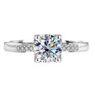 Anel de Noivado em Prata 925, Mossanites 6,5mm, 1,0ct Com Certificado