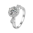 Anel de Noivado em Prata 925, Mossanites 6,5mm, 1,0ct Com Certificado