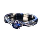 Anel De Noivado Feminino Em Prata 925 Com Pedras Preciosas Moissanite, Ametista, Safira Azul E