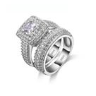 Anel de Noivado Feminino em Prata 925 com Zircônia Cúbica - Conjunto de Joias