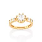 Anel de noivado solitário banhado ouro 3x 24k 18k e 22k feminino 15 anos rommanel cravejado zircônias 513417