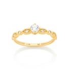 Anel de noivado solitário banhado ouro 3x 24k 18k e 22k feminino 15 anos rommanel fino com zircônias 512988