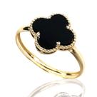 Anel de ouro 18 K Trevo Onix .