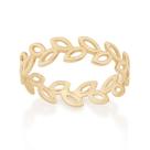 Anel de ouro 18k feminino rommanel fino folhas vazadas 512710