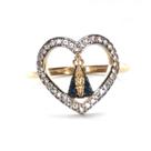 Anel de ouro 18k Nossa Senhora Aparecida Coração com pedras Anel de ouro 18k Nossa Senhora Aparecida Coração com pedras