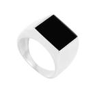 Anel de Ouro Branco 18K Masculino com Ágata Negra - AU3994 Anel de Ouro Branco 18K Masculino com Ágata Negra - AU3994