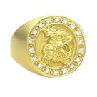 Anel De Ouro Masculino São Jorge com Zircônia Banhado