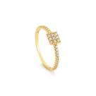 Anel de Ouro Quadrado com Moissanite