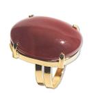 Anel de Pedra Natural Agata Cornalina Cabochão Oval Dourado - Pacote com 3 Peças Anel de Pedra Natural Agata Cornalina Cabochão Oval Dourado - Pacote com 3 Peças