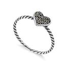 Anel De Prata 925 Maciça Estilo Pandorah Aro Torcido Coração Com Marcassitas Anel De Prata 925 Maciça Estilo Pandorah Aro Torcido Coração Com Marcassitas