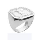 Anel de Prata 925 Masculino Cristo Redentor com Pedras Banhado